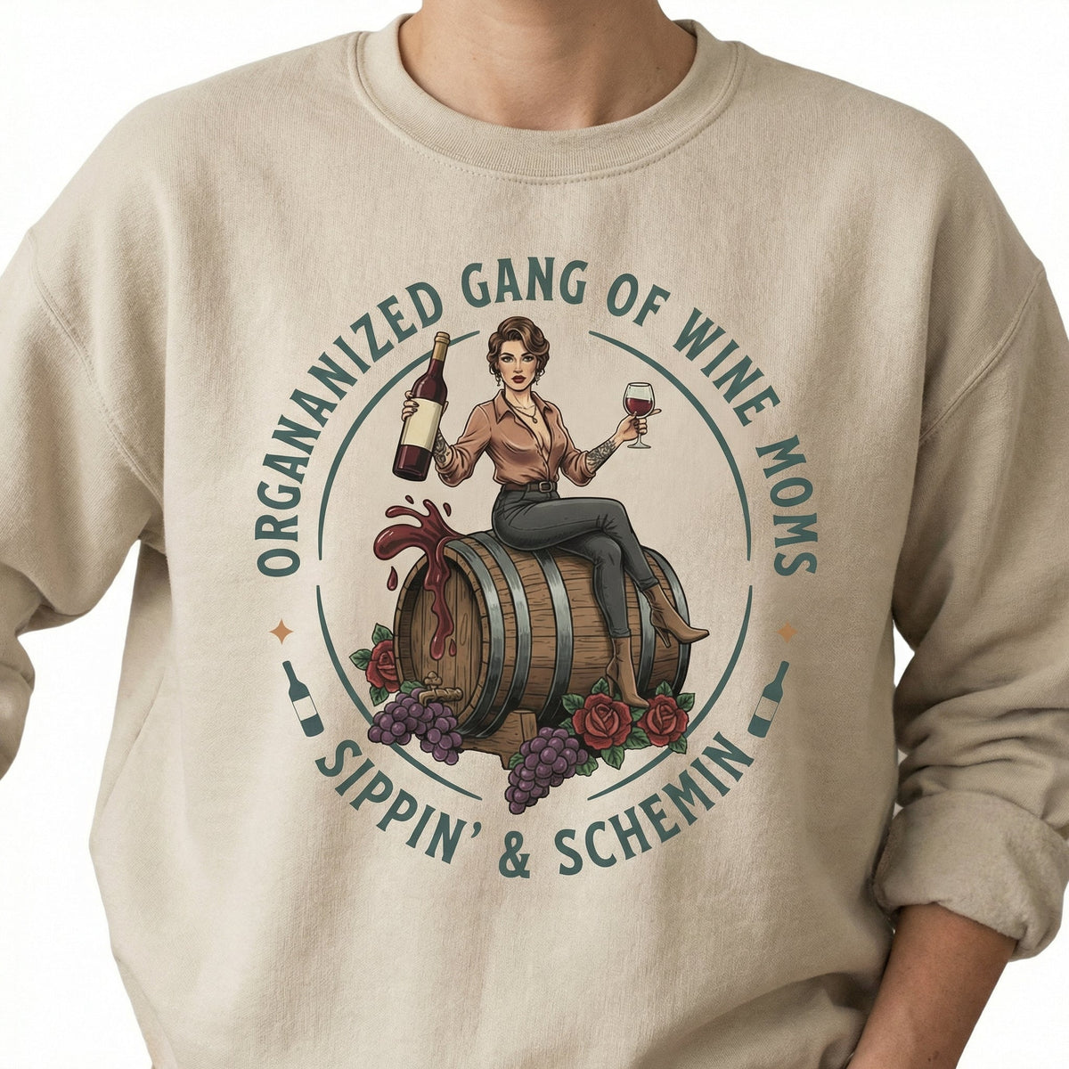 Organized Gang of Wine Moms T-Shirt – Funny Lover Graphic product image 3