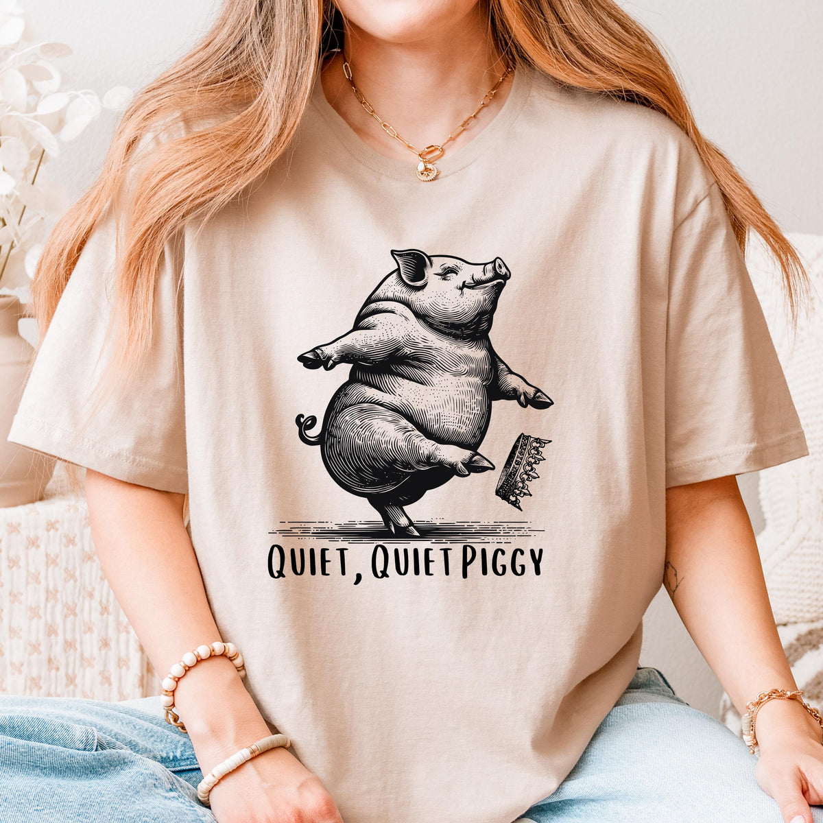 Quiet Piggy T-Shirt – Funny Satirical Political Parody product image 6