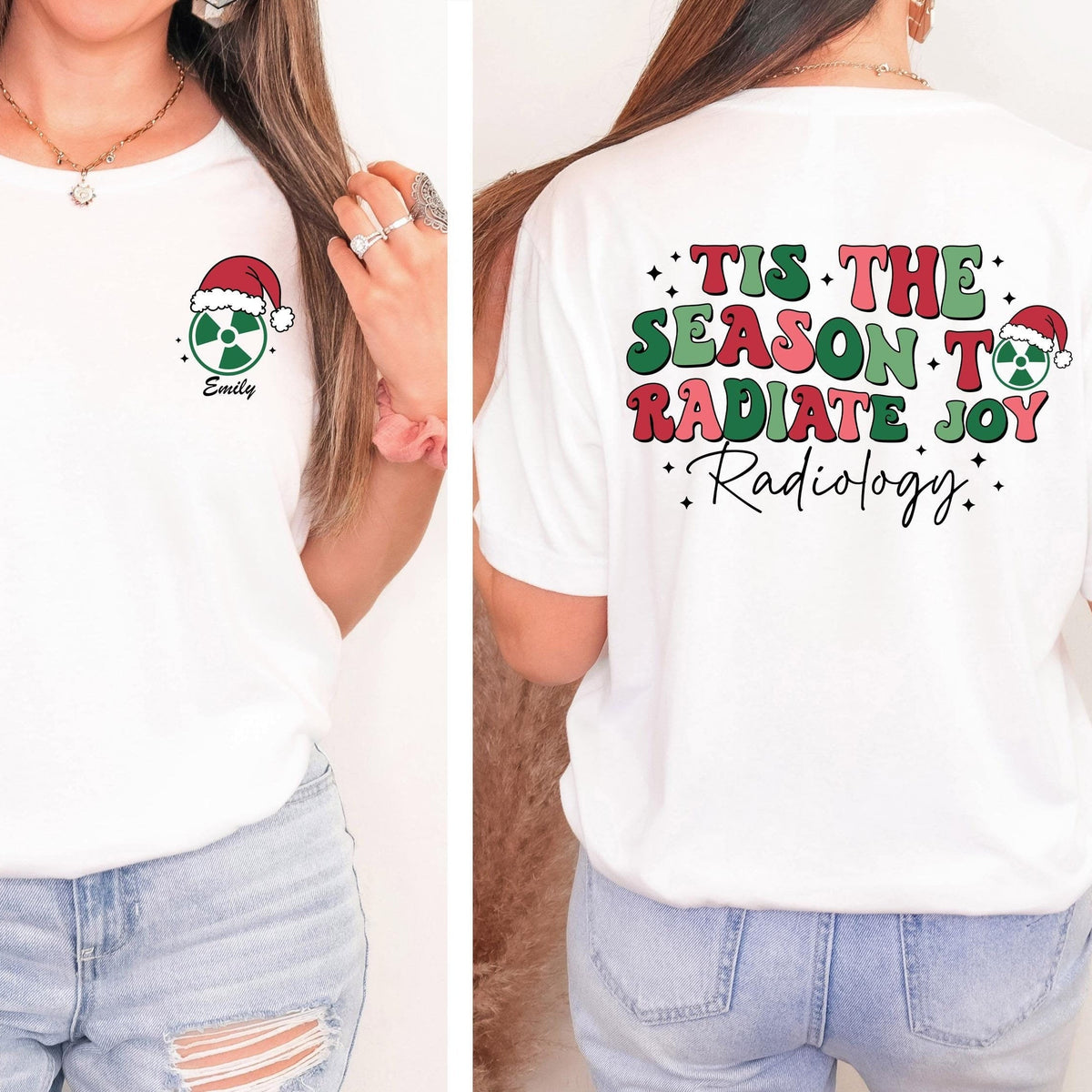 Custom Name Radiology Christmas T-Shirt – RAD Tech Xmas product image 1