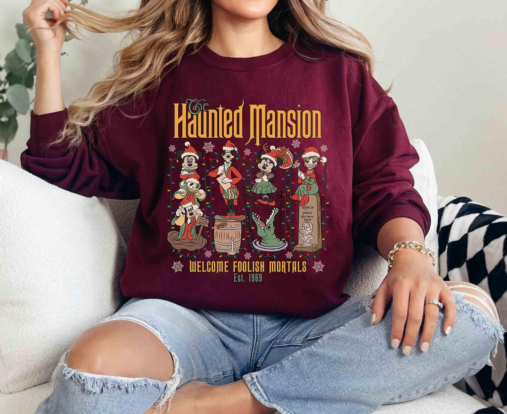 Haunted Mansion Inspired Christmas T-Shirt – Retro Spooky product image 5