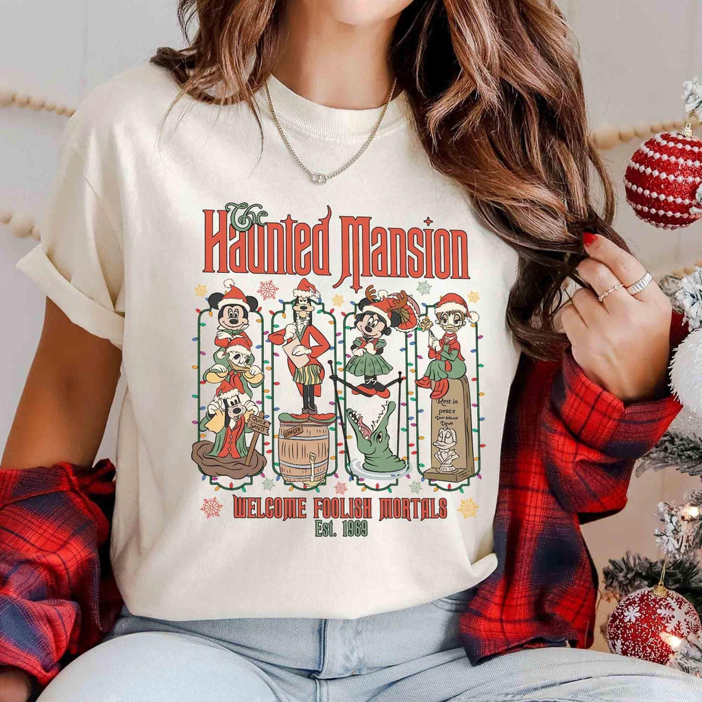 Haunted Mansion Inspired Christmas T-Shirt – Retro Spooky product image 1