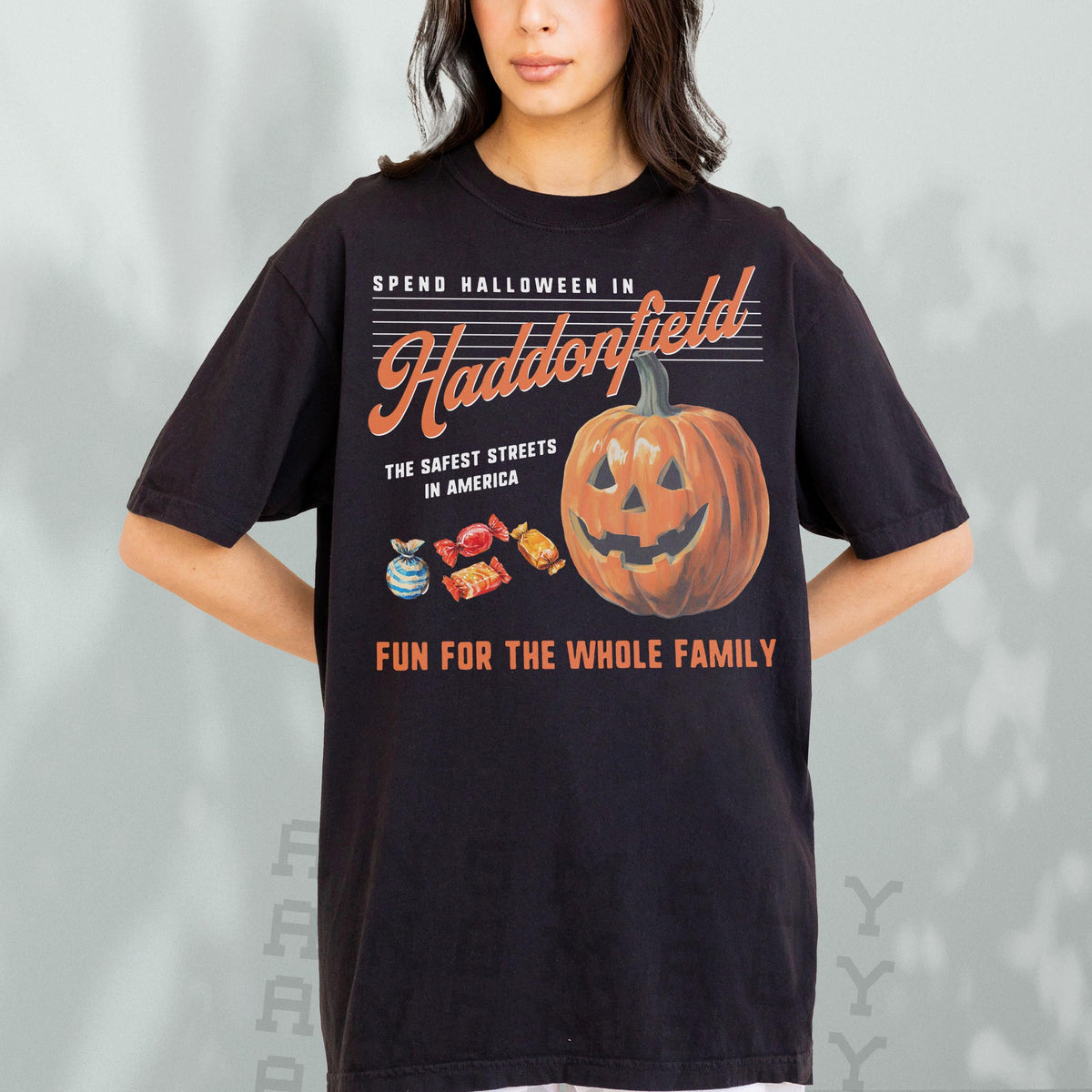 Retro Halloween in Haddonfield T-Shirt – Black & Orange product image 3