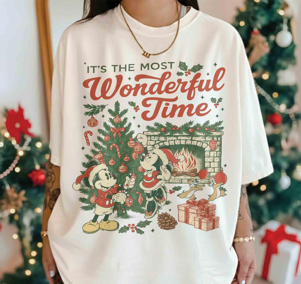 Retro Most Wonderful Time Holiday T-Shirt – Vintage Mouse product image 1