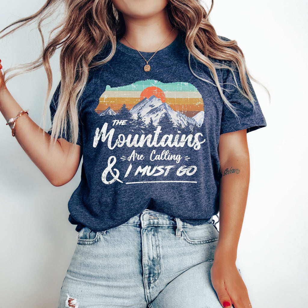 Retro Mountains Are Calling Shirt – Hiking Camping Nature product image 1
