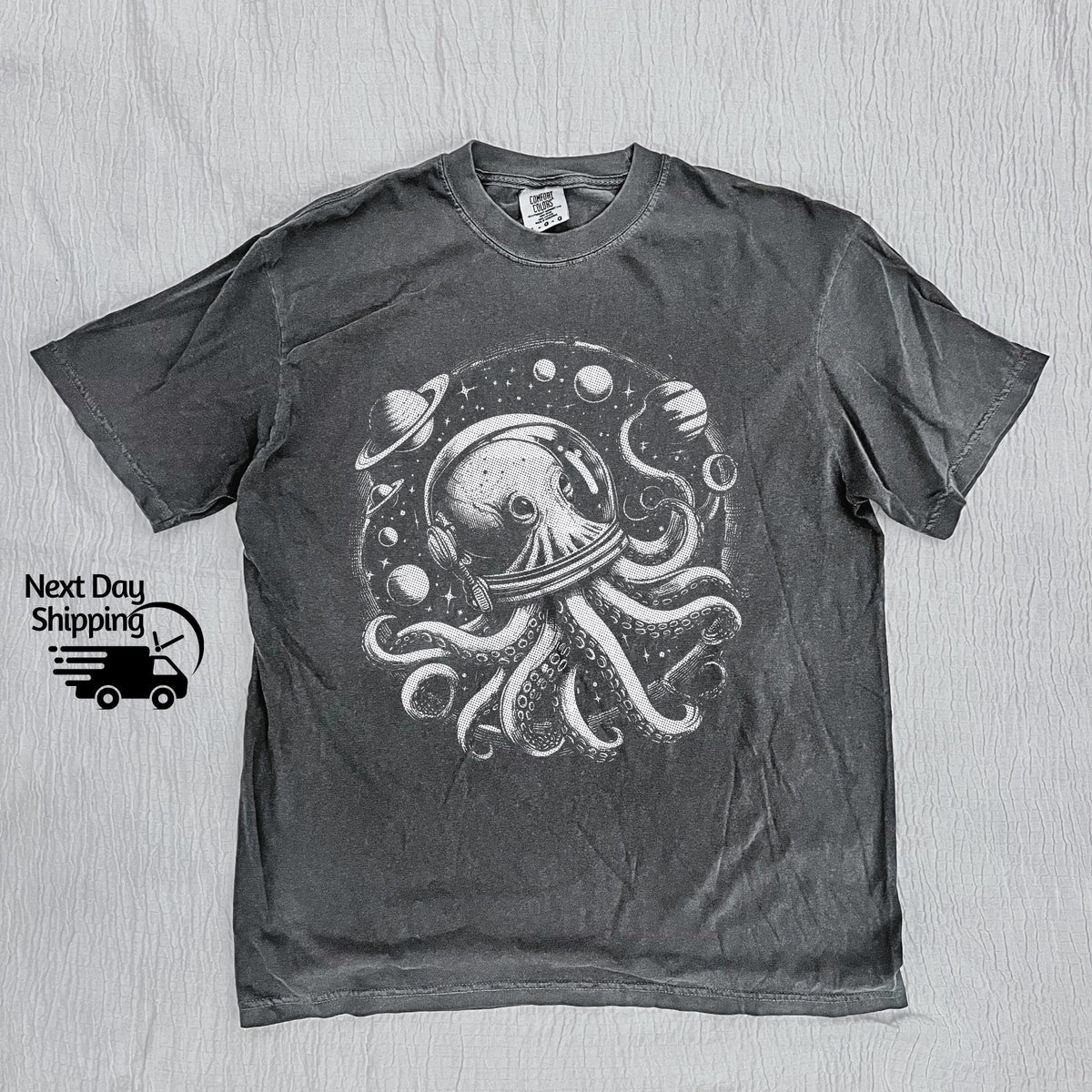 Retro Octopus in Space Graphic T-Shirt - Funny 90s Style Tee product image 2