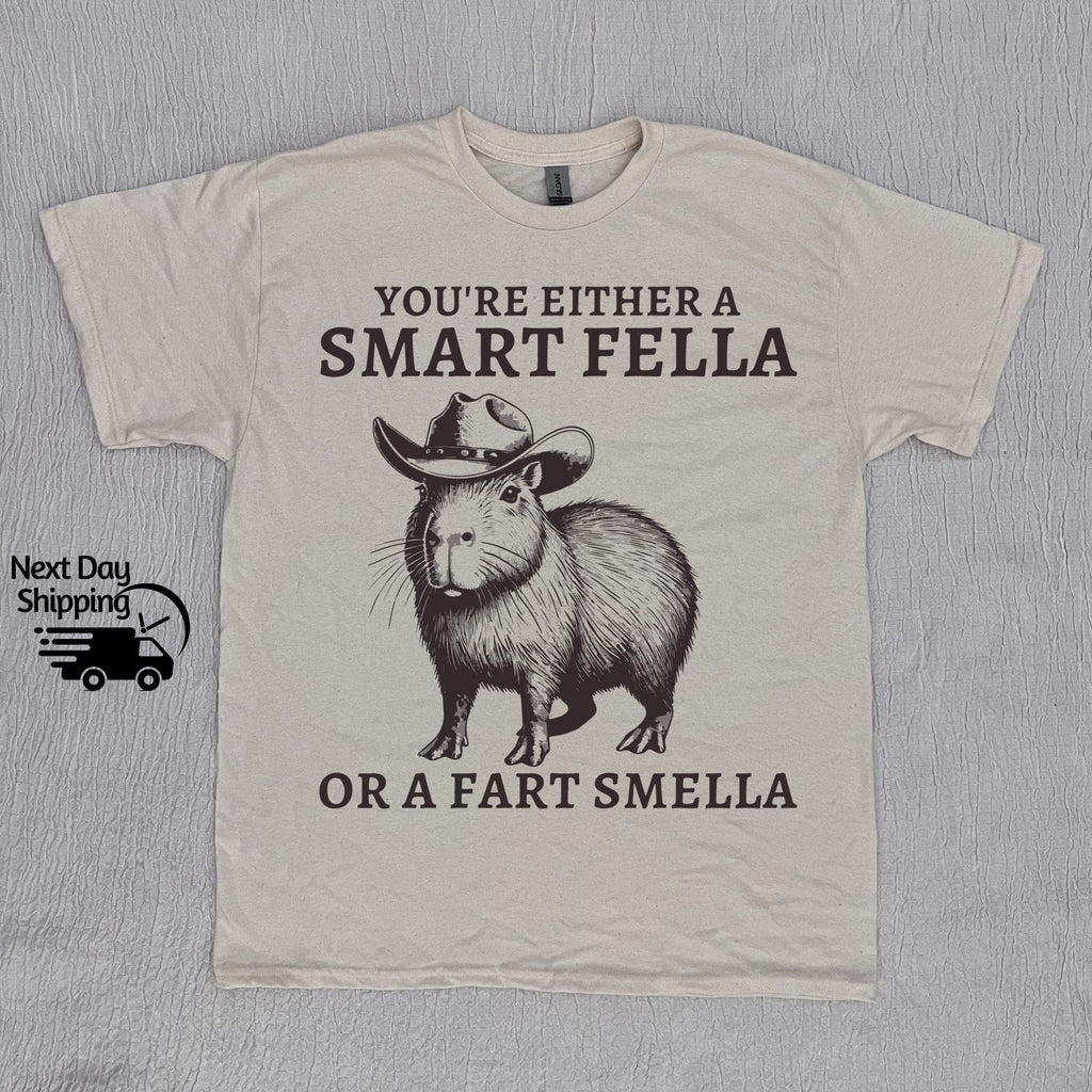 Retro Smart Fella Capybara Graphic T-Shirt - Funny 90s product image 2