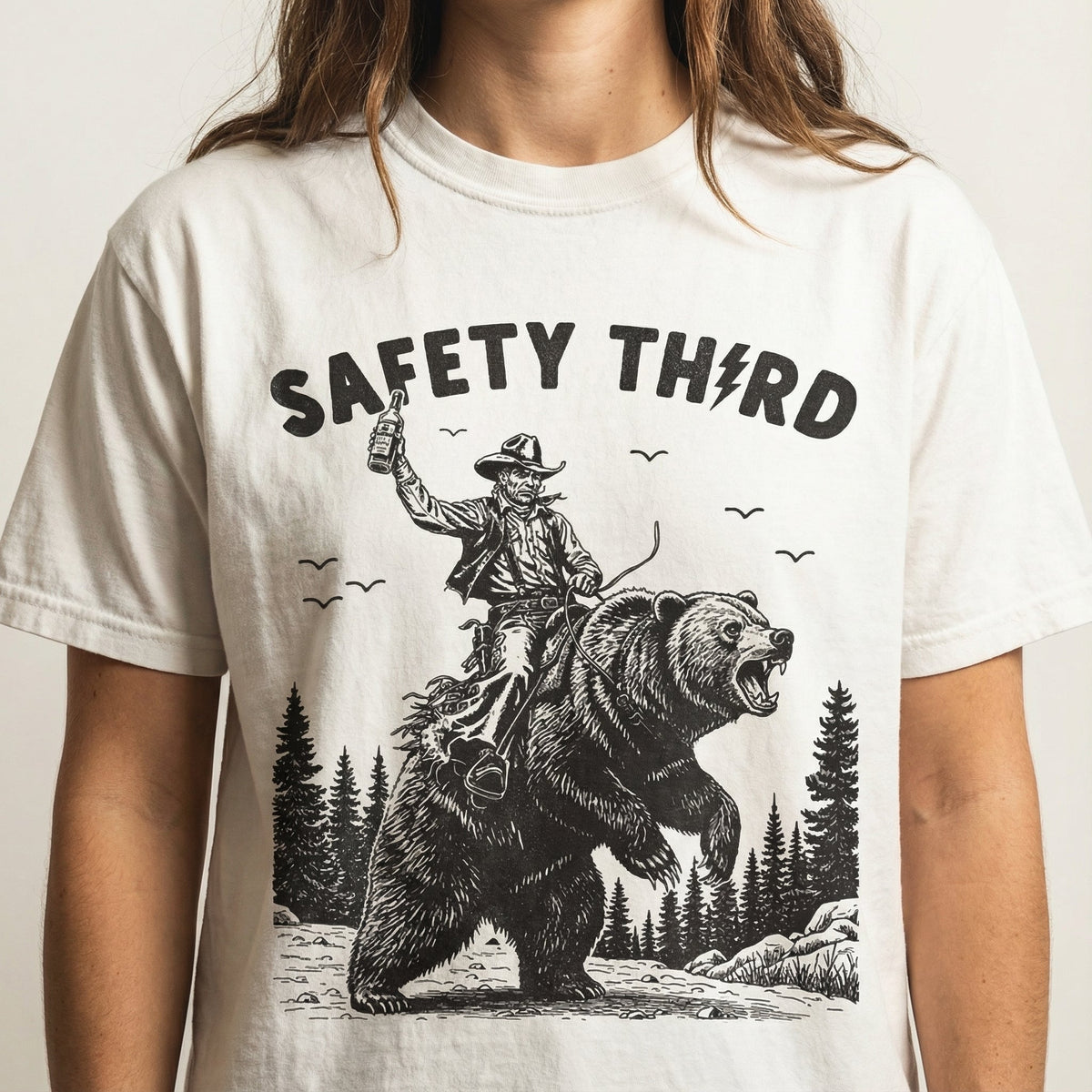 Safety Third Funny Graphic T-Shirt - Grizzly Bear Nature product image 1