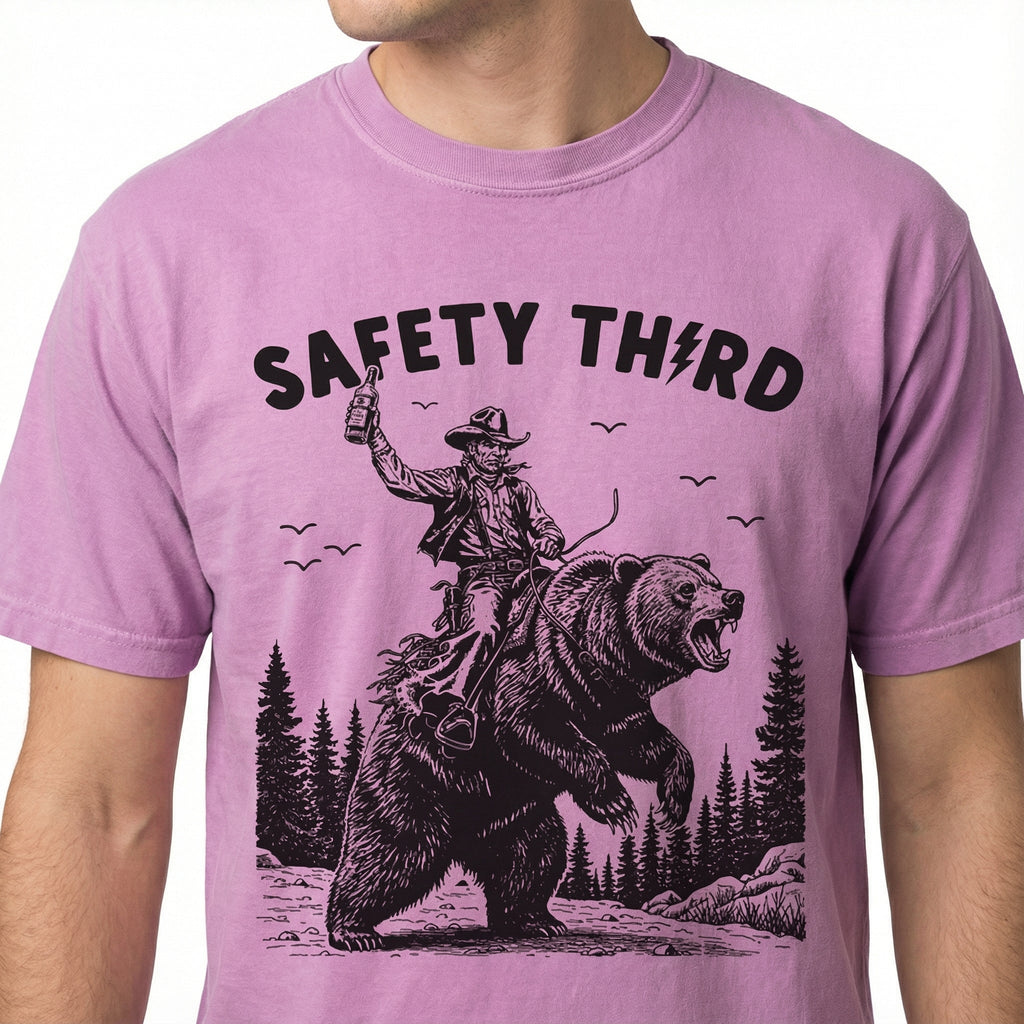 Safety Third Funny Graphic T-Shirt - Grizzly Bear Nature product image 3