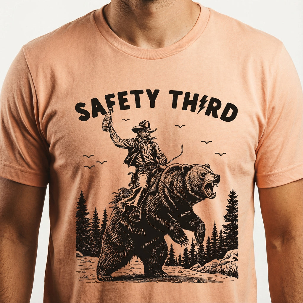 Safety Third Funny Graphic T-Shirt - Grizzly Bear Nature product image 4