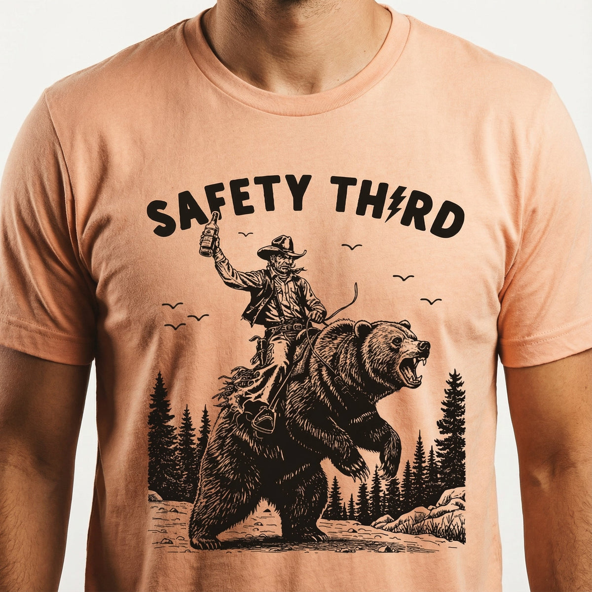 Safety Third Funny Graphic T-Shirt - Grizzly Bear Nature product image 4