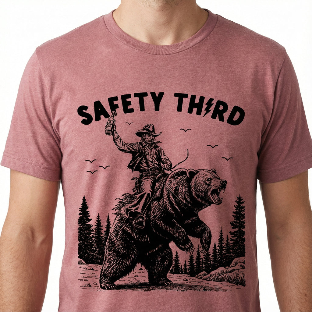 Safety Third Funny Graphic T-Shirt - Grizzly Bear Nature product image 5