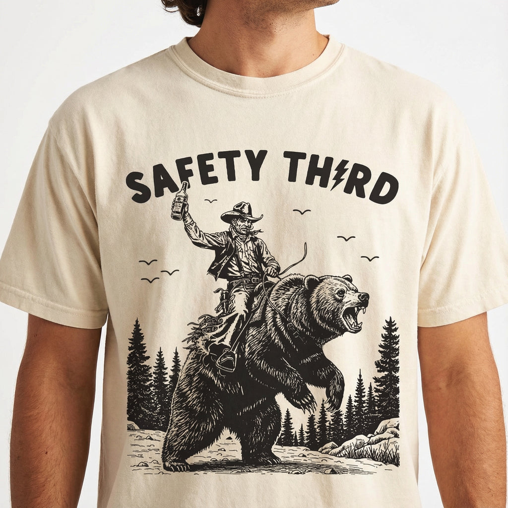 Safety Third Funny Graphic T-Shirt - Grizzly Bear Nature product image 2