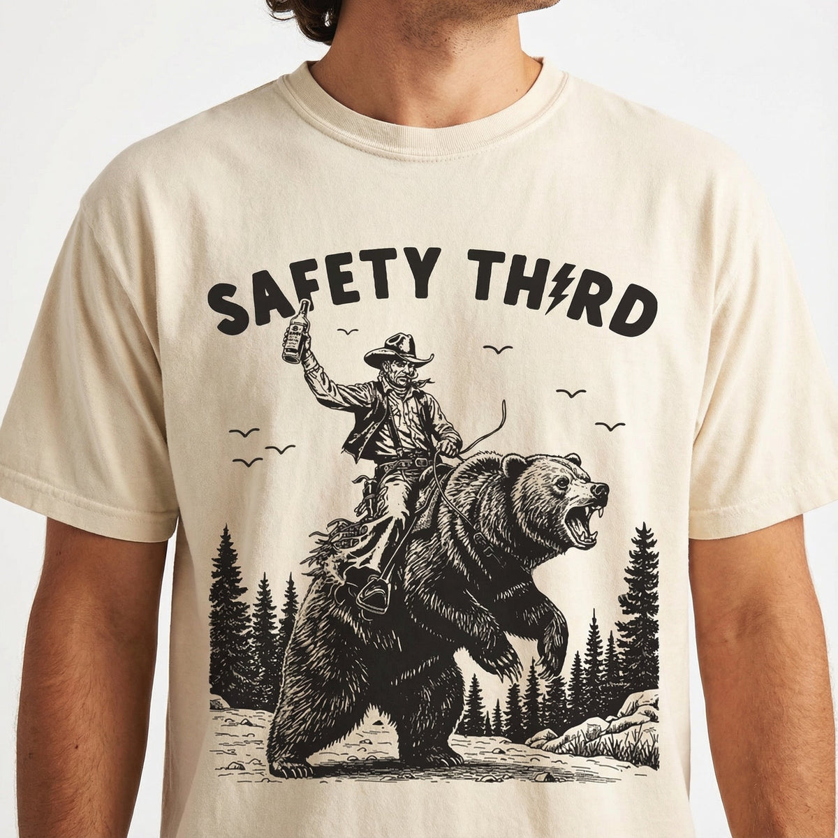 Safety Third Funny Graphic T-Shirt - Grizzly Bear Nature product image 2