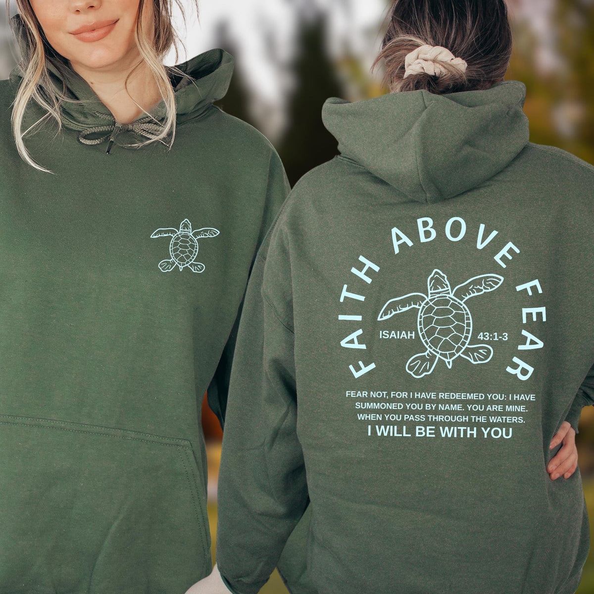 Sea Turtle Faith Above Fear Graphic Hoodie - Christian product image 2