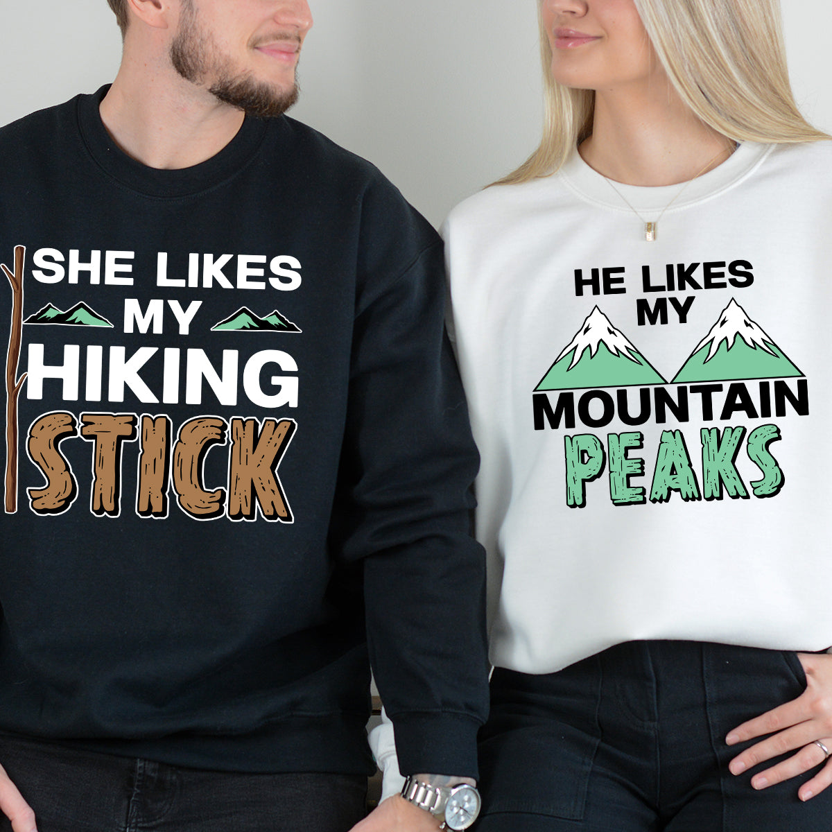 She Likes My Hiking Stick He Like My Peaks Matching Hoodies product image 4