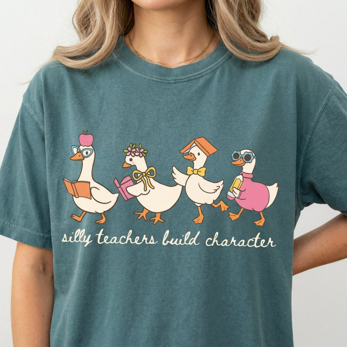 Silly Goose Teacher T-Shirt – Funny Graphic Tee – Back to product image 7