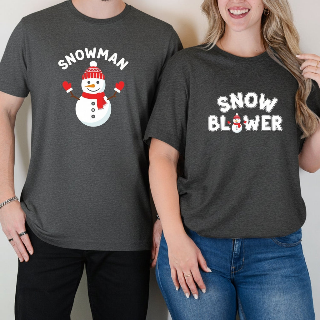 Snowman and Snow Blower Funny Matching T-Shirts For Couples product image 14