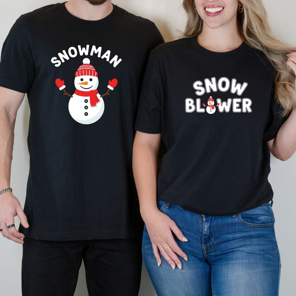 Snowman and Snow Blower Funny Matching T-Shirts For Couples product image 4