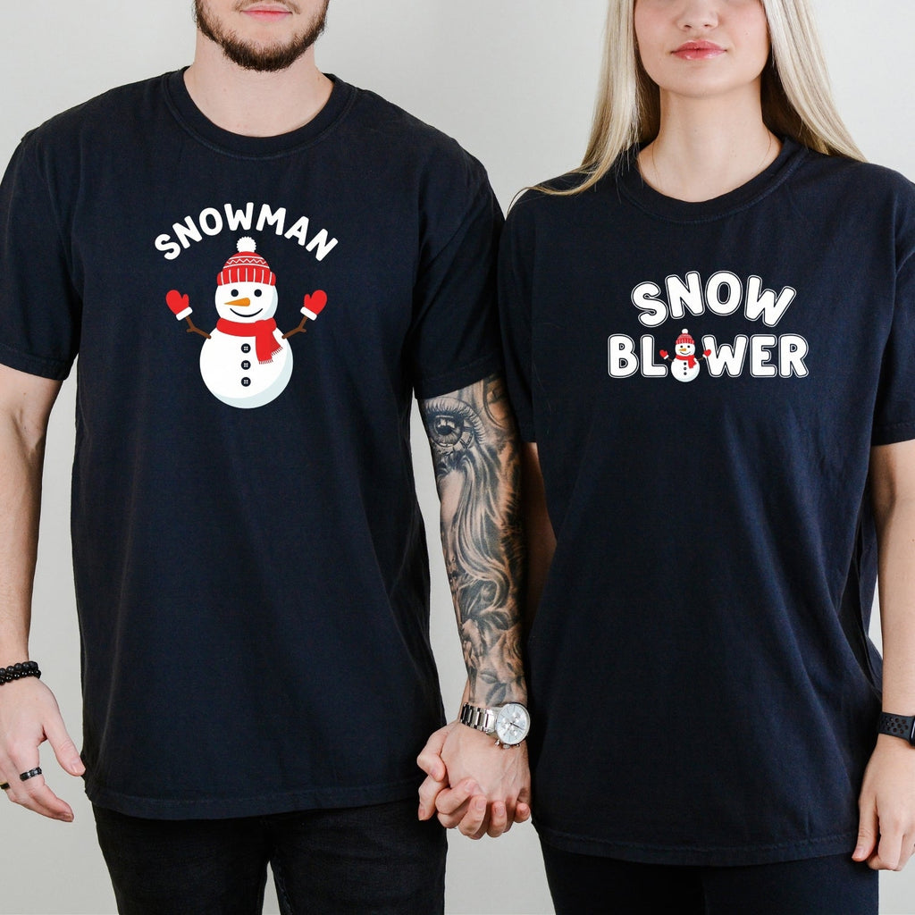 Snowman and Snow Blower Funny Matching T-Shirts For Couples product image 5
