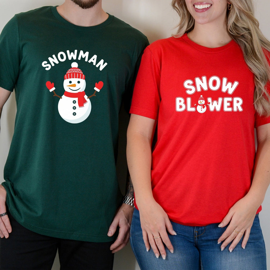 Snowman and Snow Blower Funny Matching T-Shirts For Couples product image 6