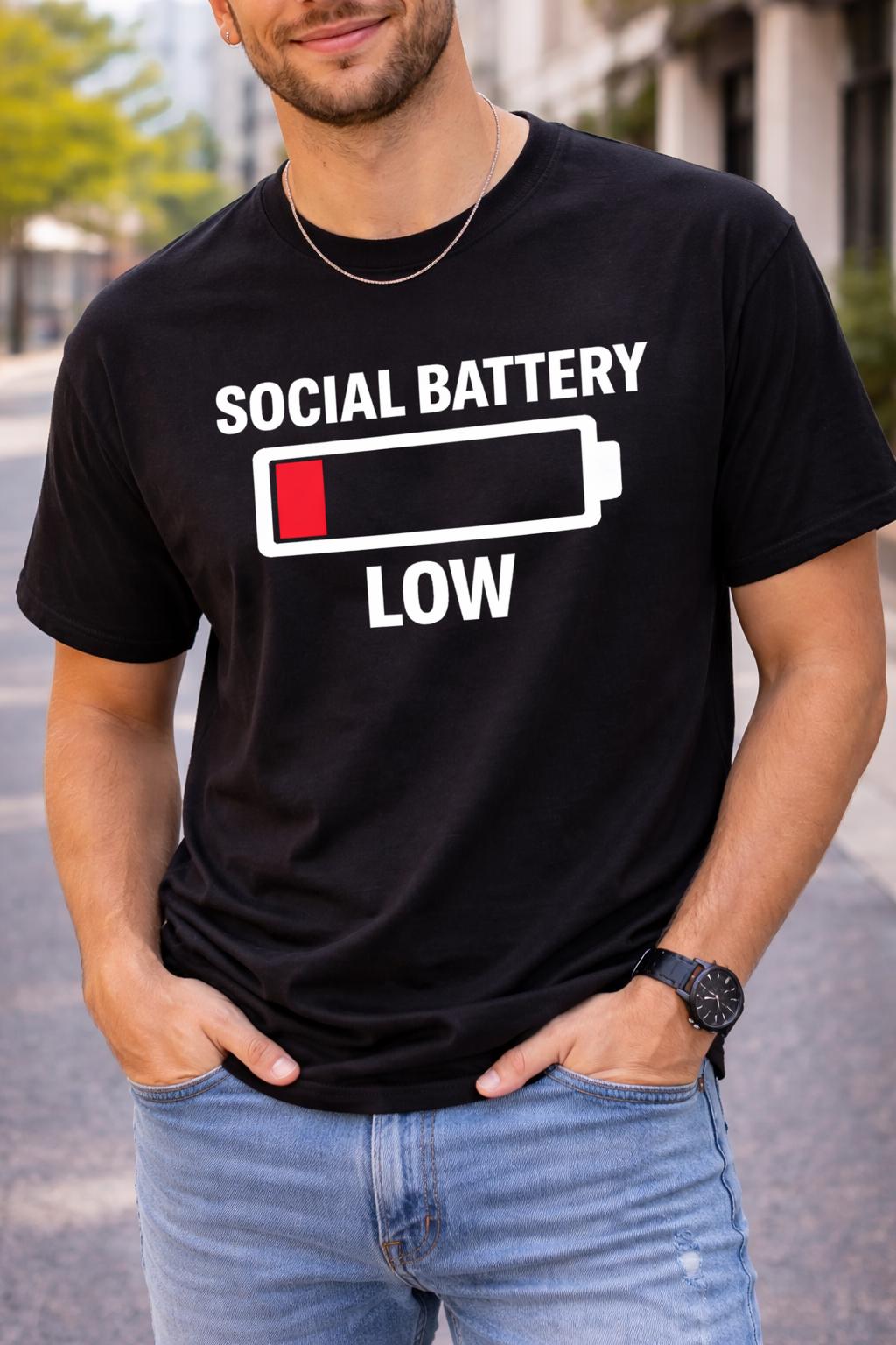 Social Battery Low T-Shirt – Funny Introvert Sarcastic product image 2