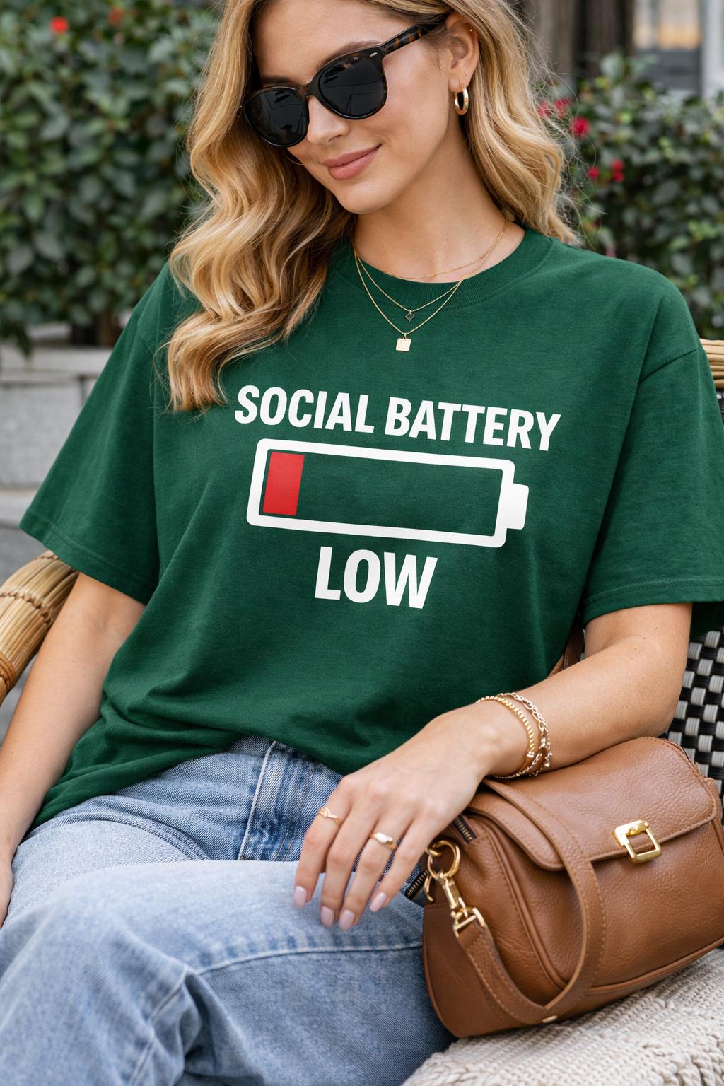 Social Battery Low T-Shirt – Funny Introvert Sarcastic product image 3