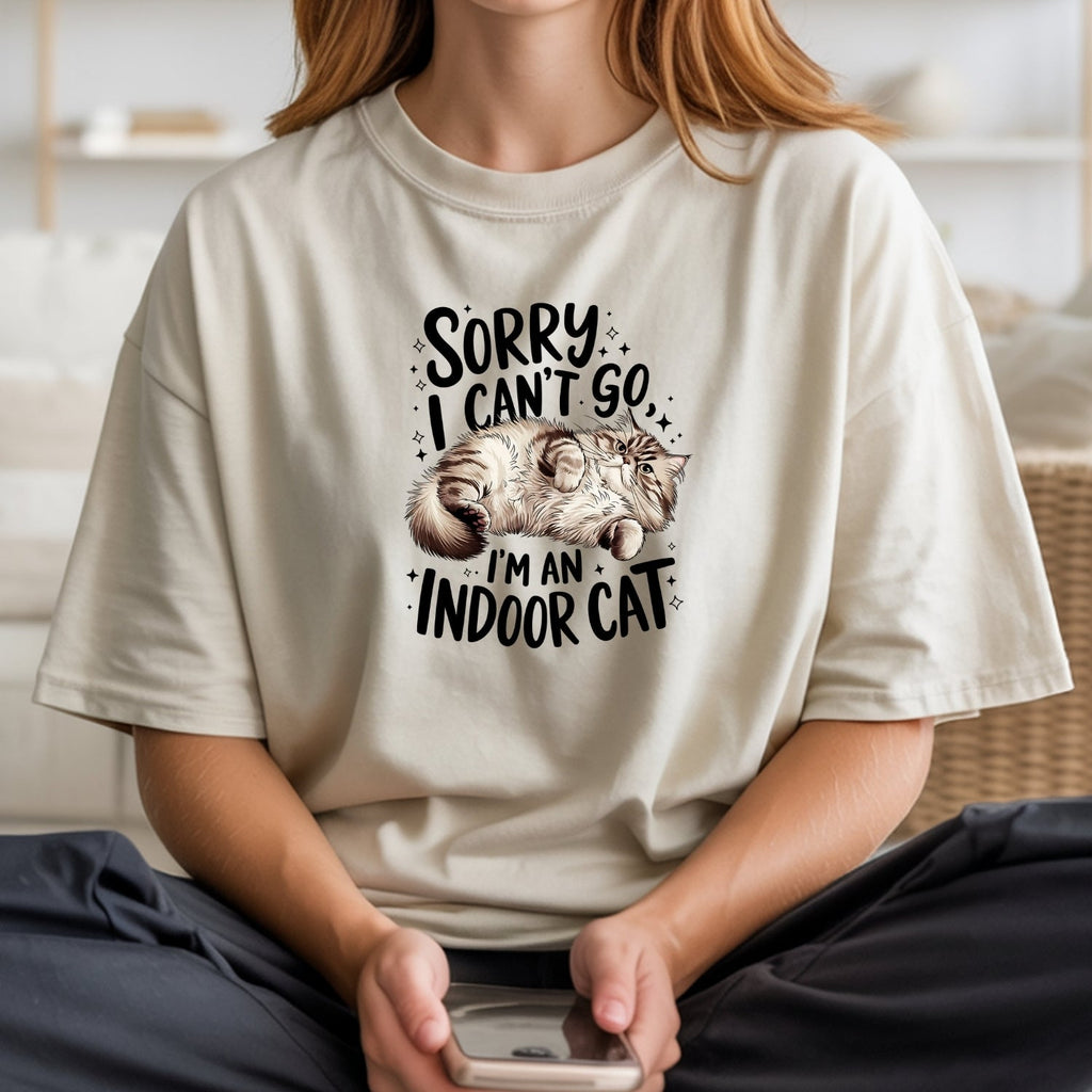 Sorry I Can't Go Indoor Cat T-Shirt - Funny Sarcastic product image 8