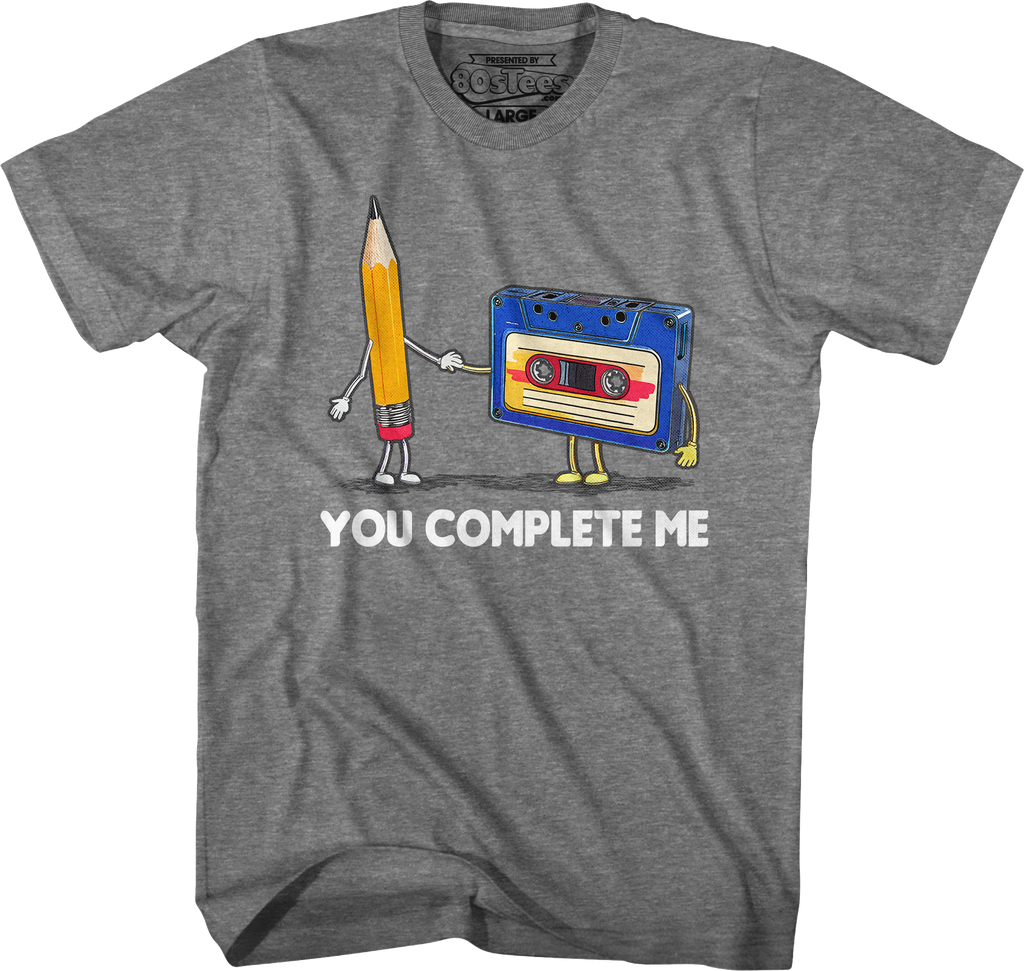 You Complete Me Pencil & Cassette T-Shirt product image 7