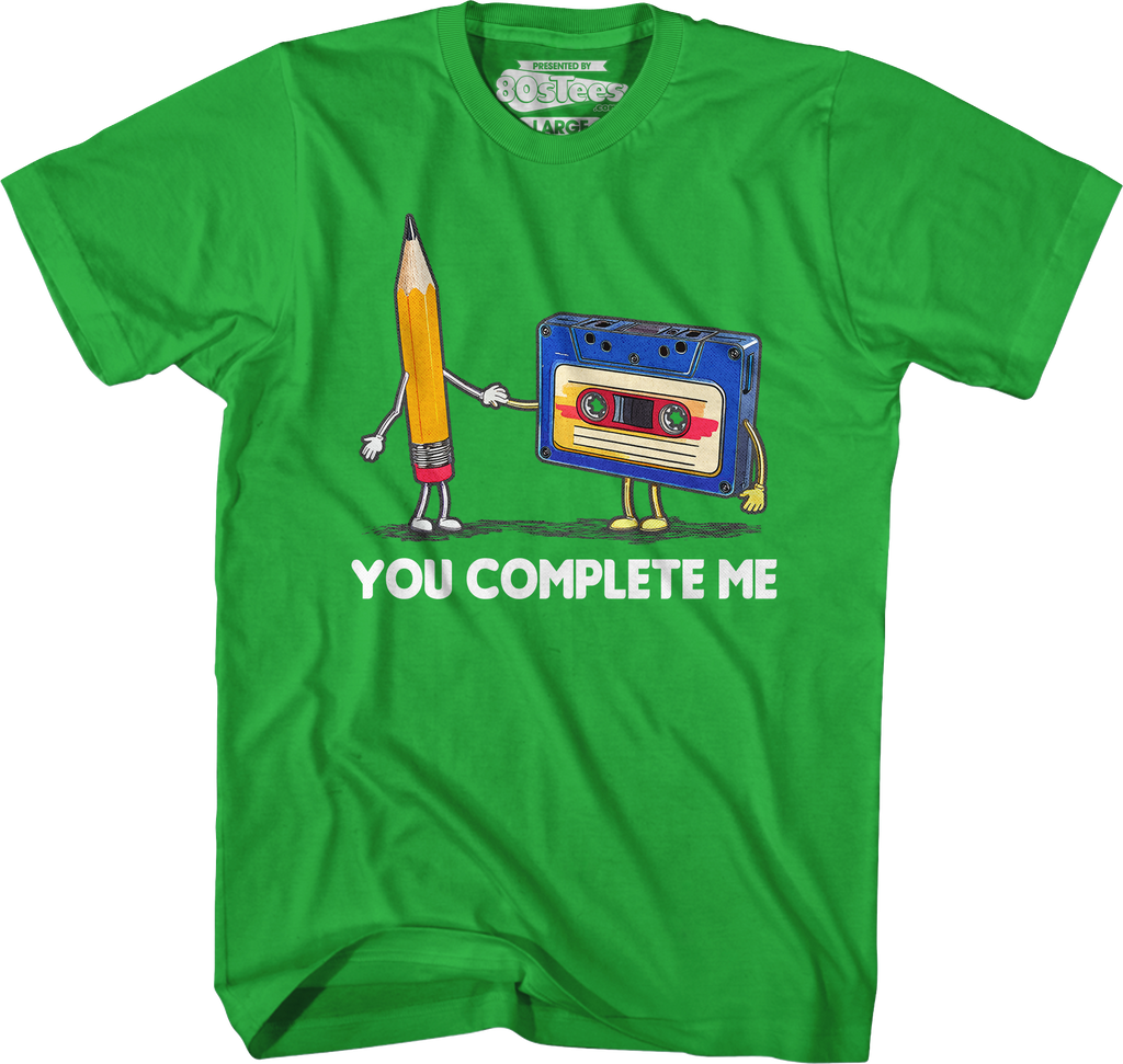 You Complete Me Pencil & Cassette T-Shirt product image 6