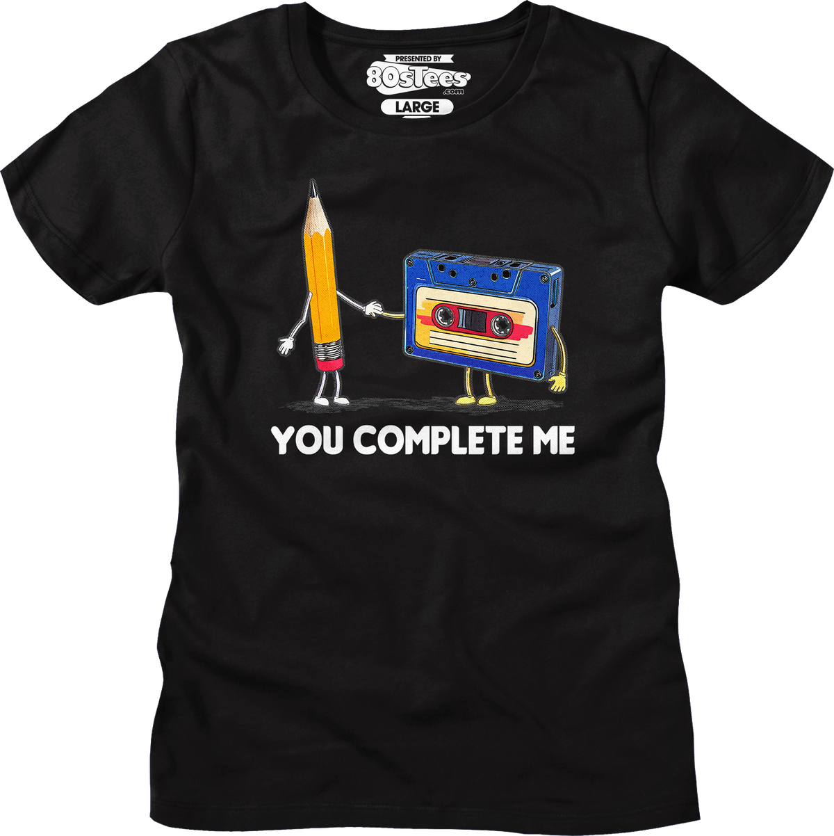 Womens You Complete Me Pencil & Cassette Shirt product image 4