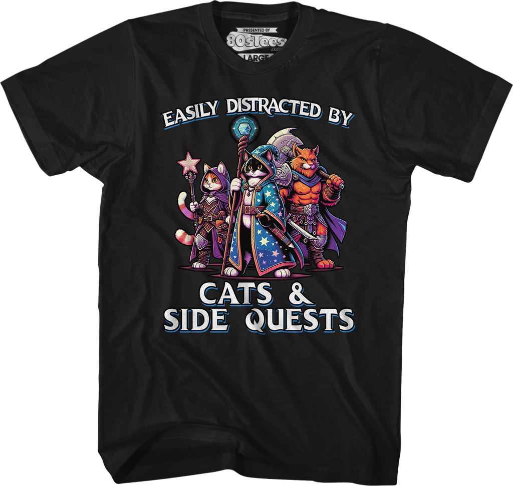 Easily Distracted By Cats & Side Quests T-Shirt product image 7