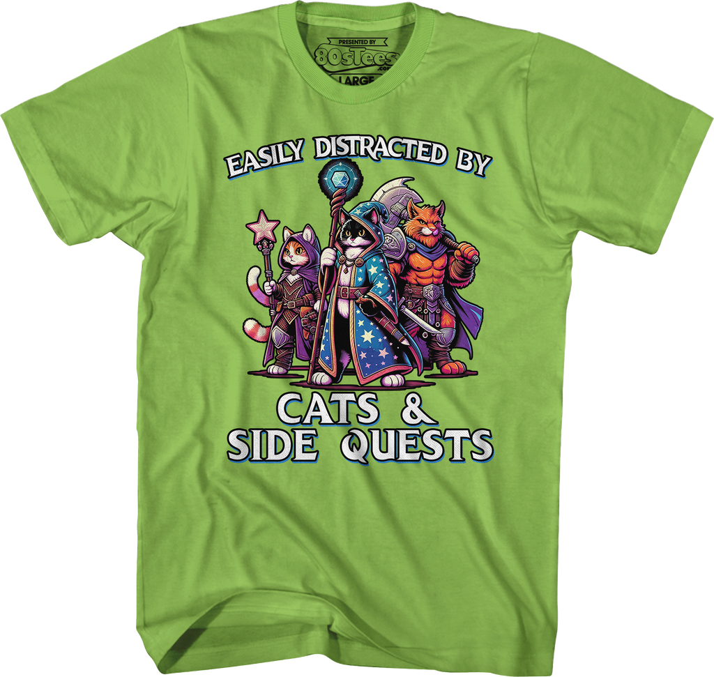 Easily Distracted By Cats & Side Quests T-Shirt product image 9