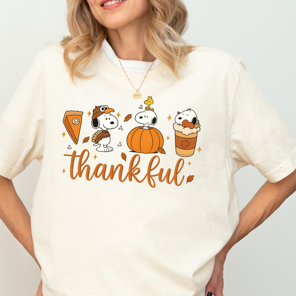 Autumn Peanuts Thankful Shirt – Cute Cartoon Dog & Bird product image 1