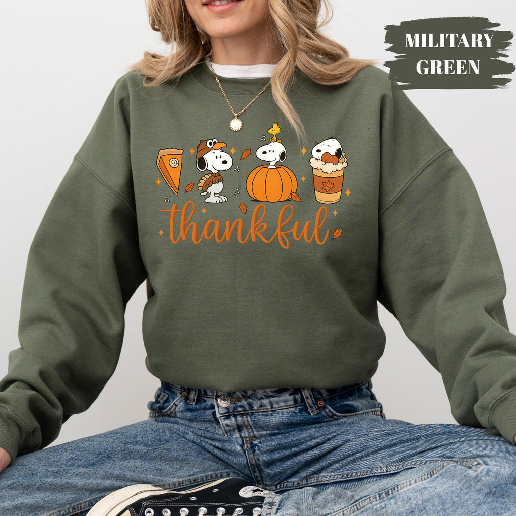 Autumn Peanuts Thankful Shirt – Cute Cartoon Dog & Bird product image 3