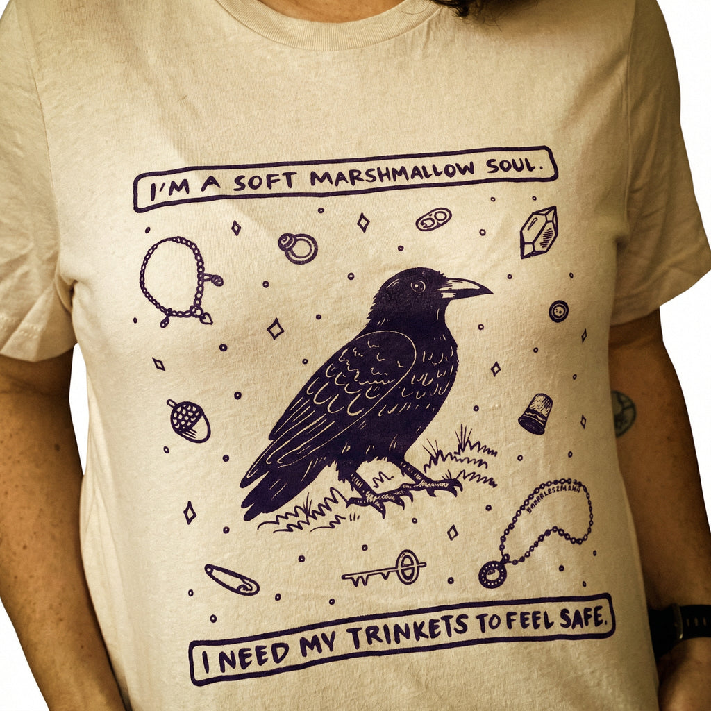 Trinkets Crow Soft Soul T-Shirt – Mystical Bird Graphic Tee product image 2