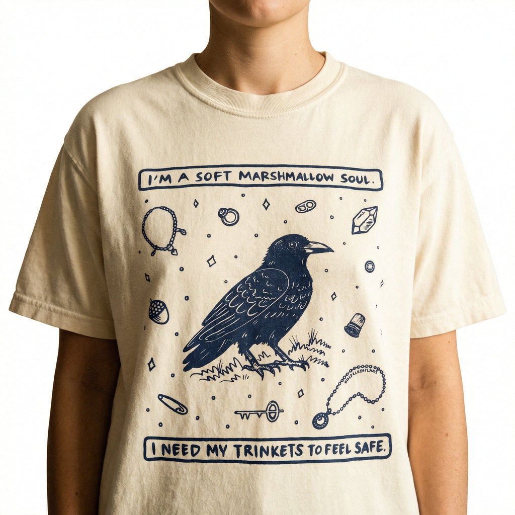 Trinkets Crow Soft Soul T-Shirt – Mystical Bird Graphic Tee product image 3