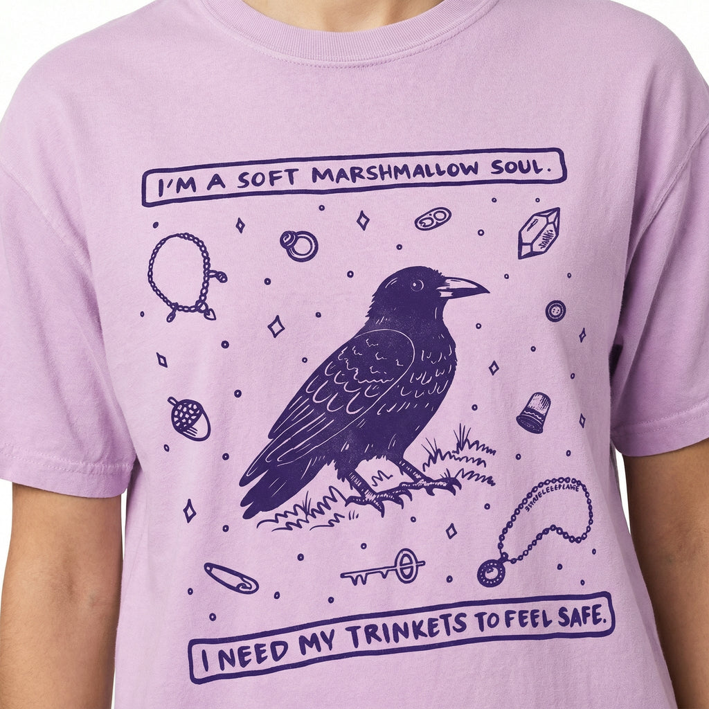 Trinkets Crow Soft Soul T-Shirt – Mystical Bird Graphic Tee product image 4