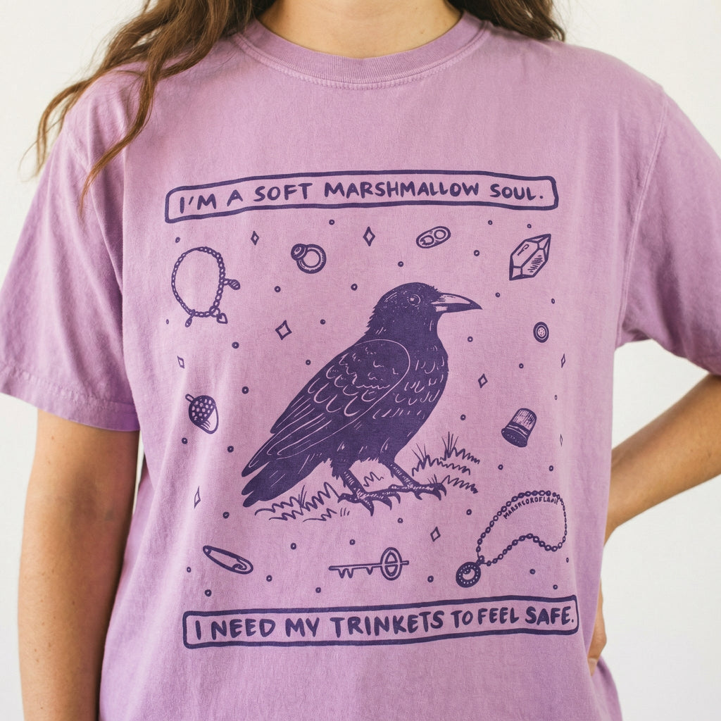Trinkets Crow Soft Soul T-Shirt – Mystical Bird Graphic Tee product image 5