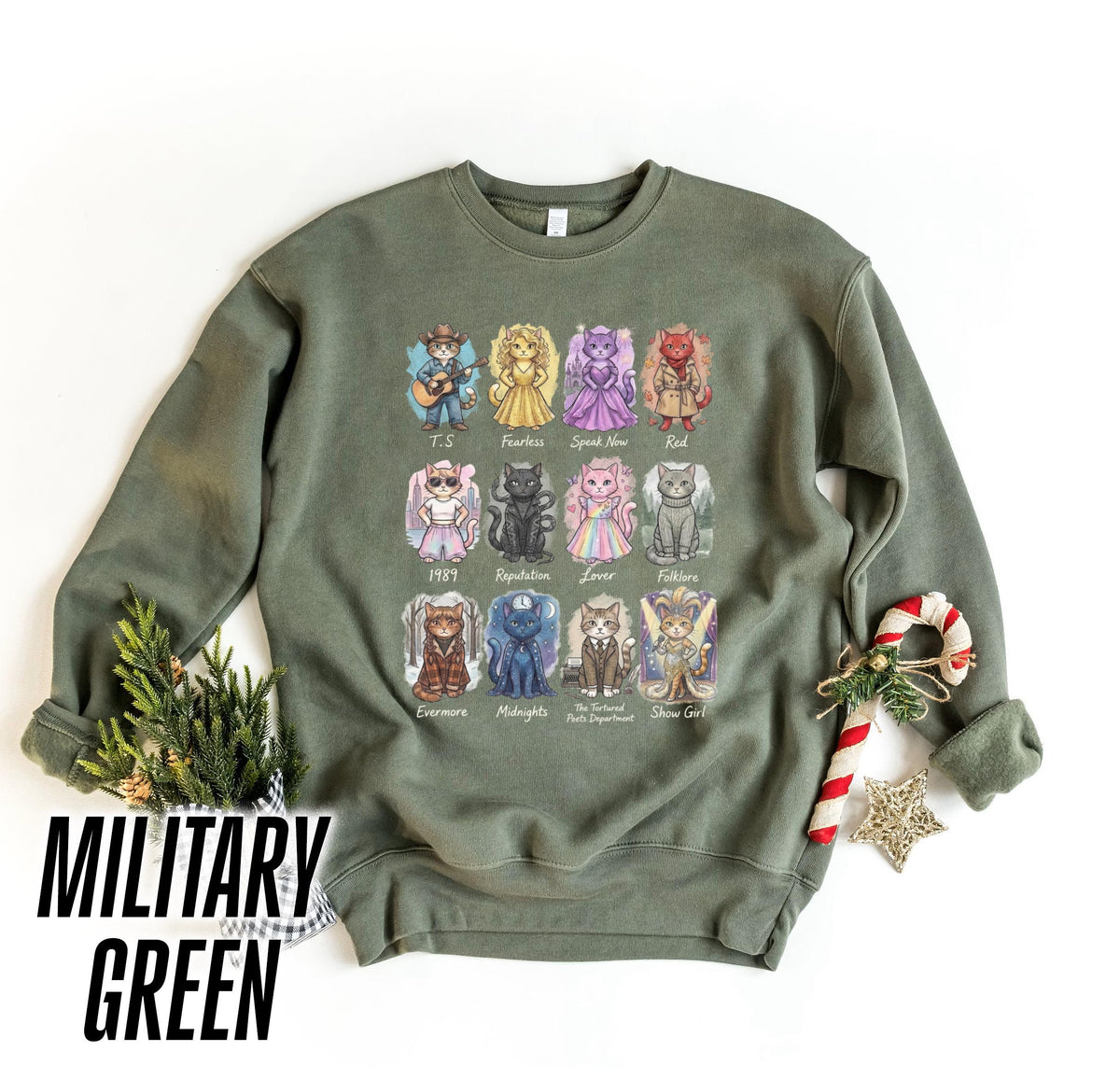 Vintage Album Cat Lover Crewneck Sweatshirt – Retro Music product image 3