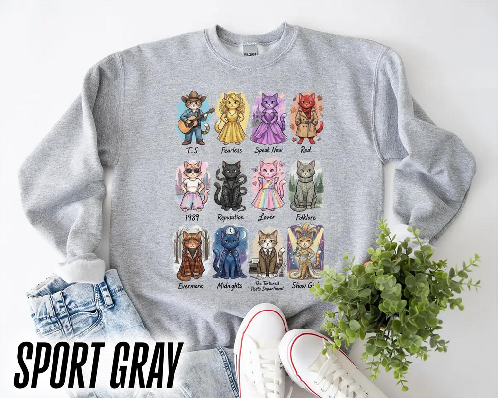 Vintage Album Cat Lover Crewneck Sweatshirt – Retro Music product image 4