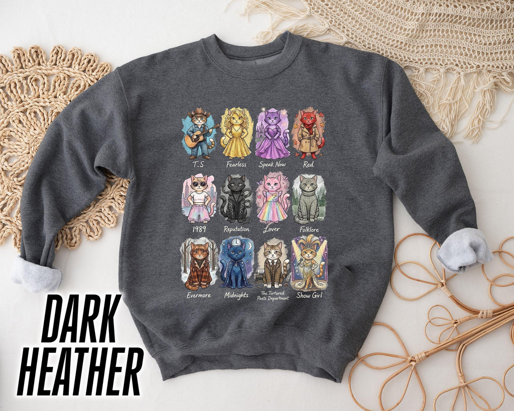 Vintage Album Cat Lover Crewneck Sweatshirt – Retro Music product image 5