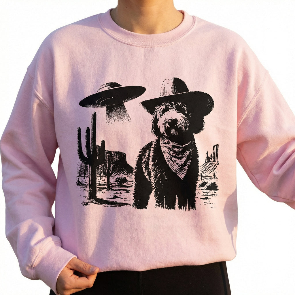 Vintage Bernedoodle UFO T-Shirt - Western Cowboy Graphic product image 4
