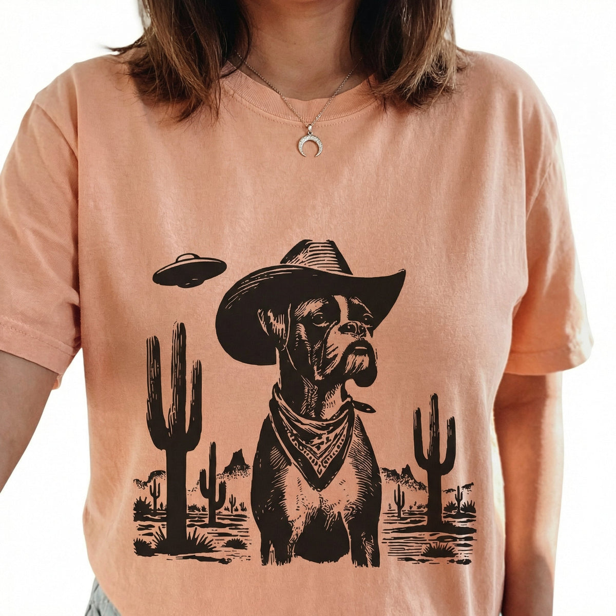 Vintage Boxer UFO T-Shirt - Western Cowboy Dog Graphic Tee product image 2