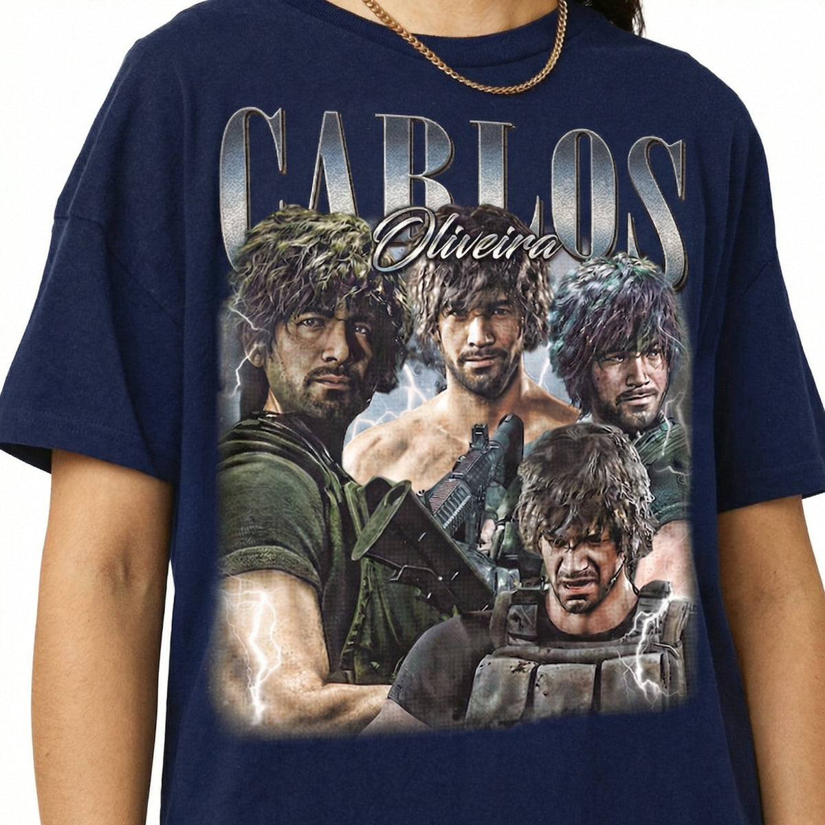 Vintage Carlos Oliviera Action Hero Graphic T-Shirt – Retro product image 2