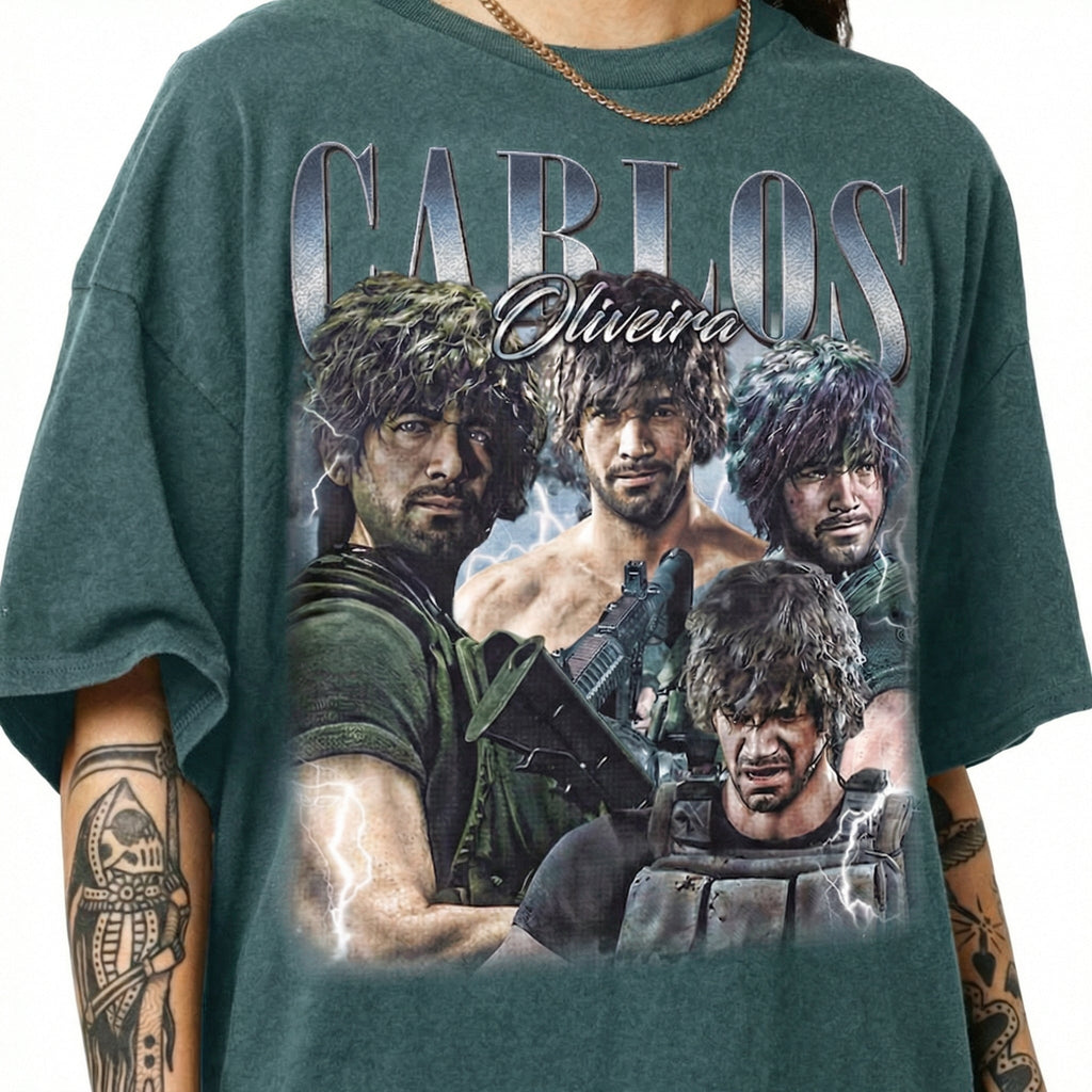 Vintage Carlos Oliviera Action Hero Graphic T-Shirt – Retro product image 6