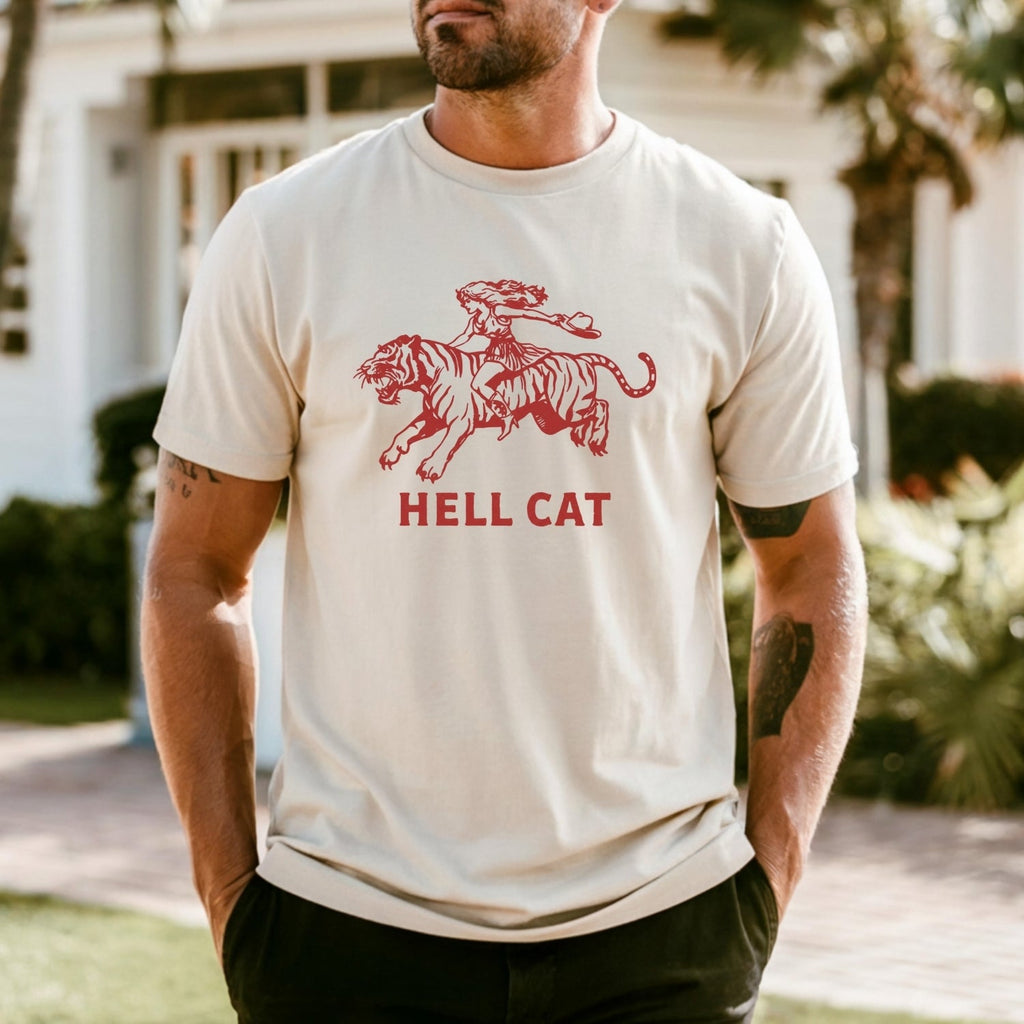 Vintage Cowgirl Hell Cat T-Shirt - Retro Western Tiger product image 3