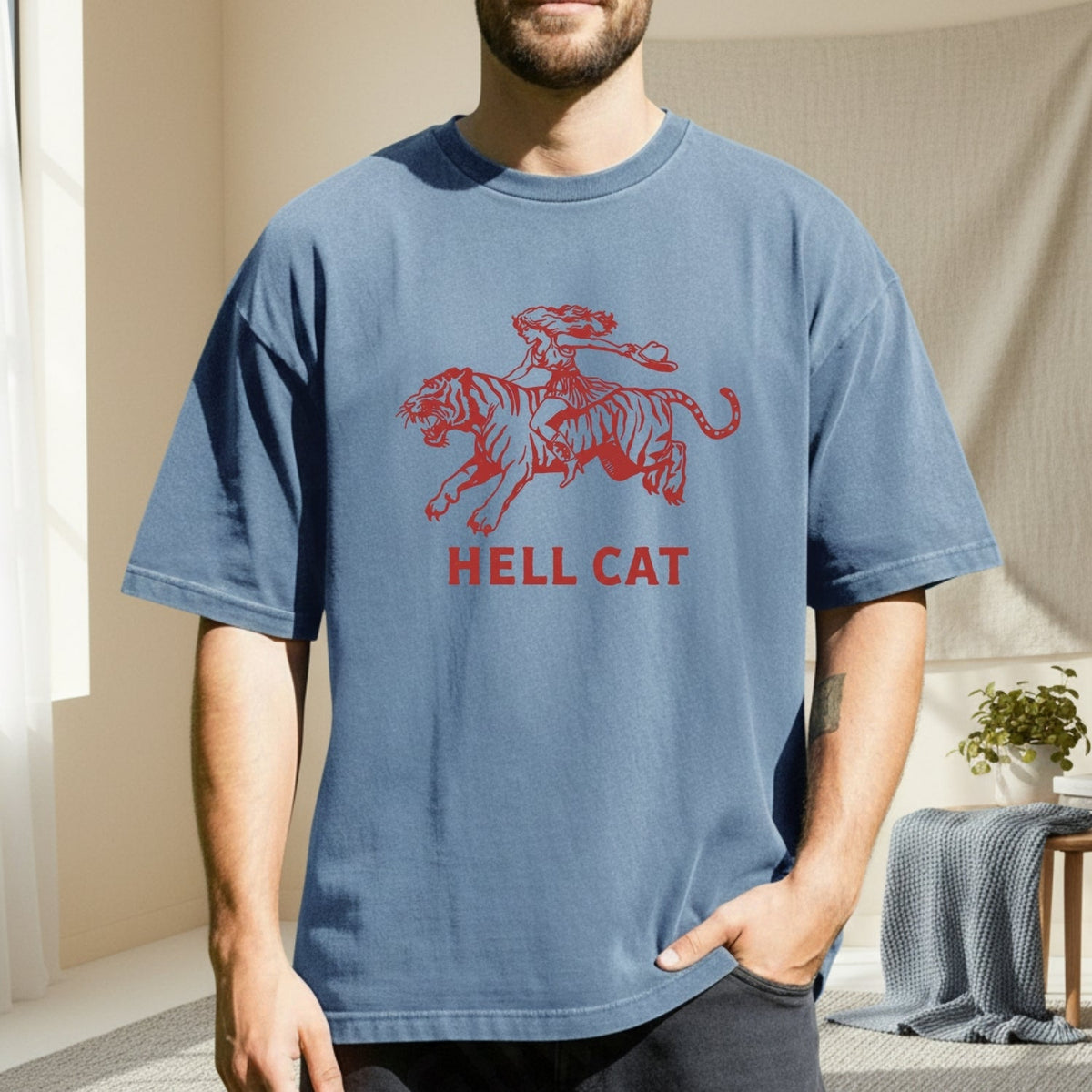 Vintage Cowgirl Hell Cat T-Shirt - Retro Western Tiger product image 5