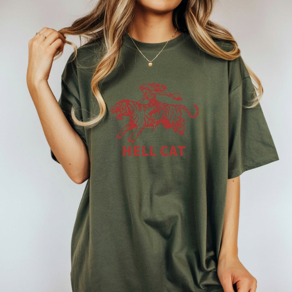Vintage Cowgirl Hell Cat T-Shirt - Retro Western Tiger product image 7