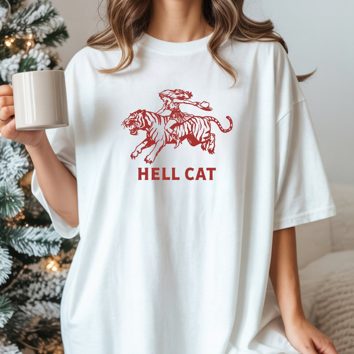Vintage Cowgirl Hell Cat T-Shirt - Retro Western Tiger product image 4