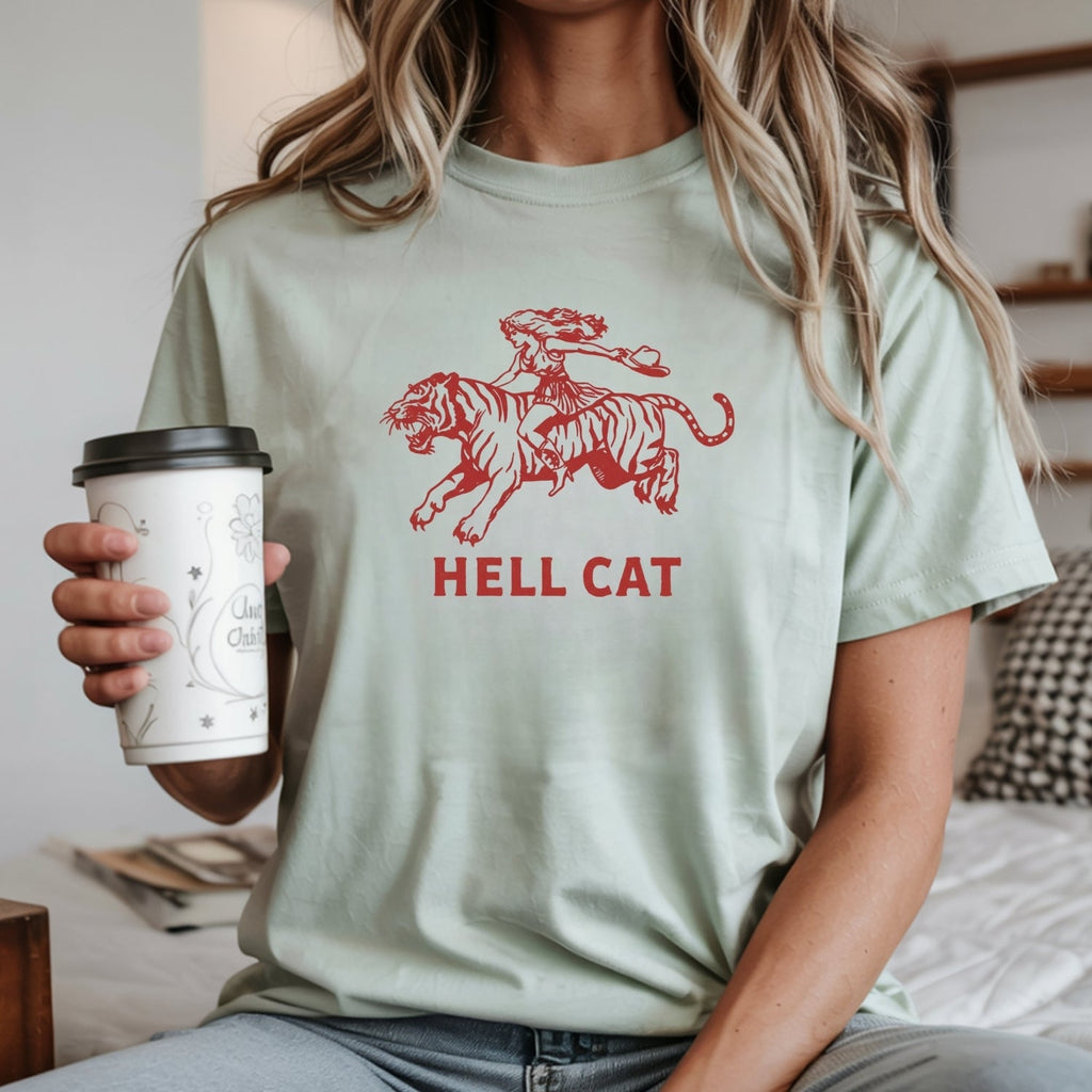 Vintage Cowgirl Hell Cat T-Shirt - Retro Western Tiger product image 8